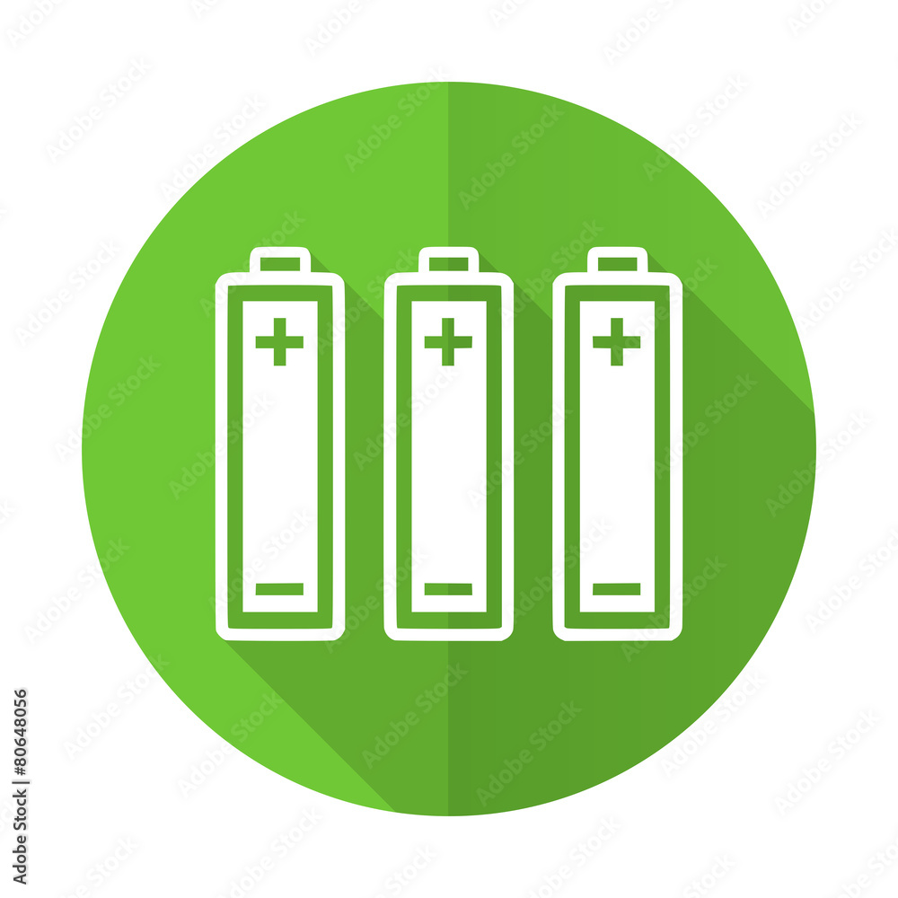 battery green flat icon power sign battery green flat icon power sign