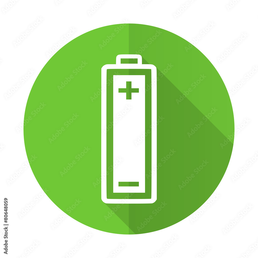 battery green flat icon power sign battery green flat icon power sign