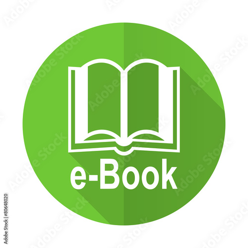 book green flat icon e-book sign