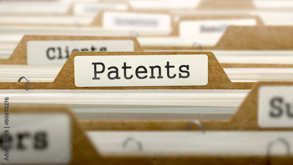 Patents Concept with Word on Folder. - obrazy, fototapety, plakaty 