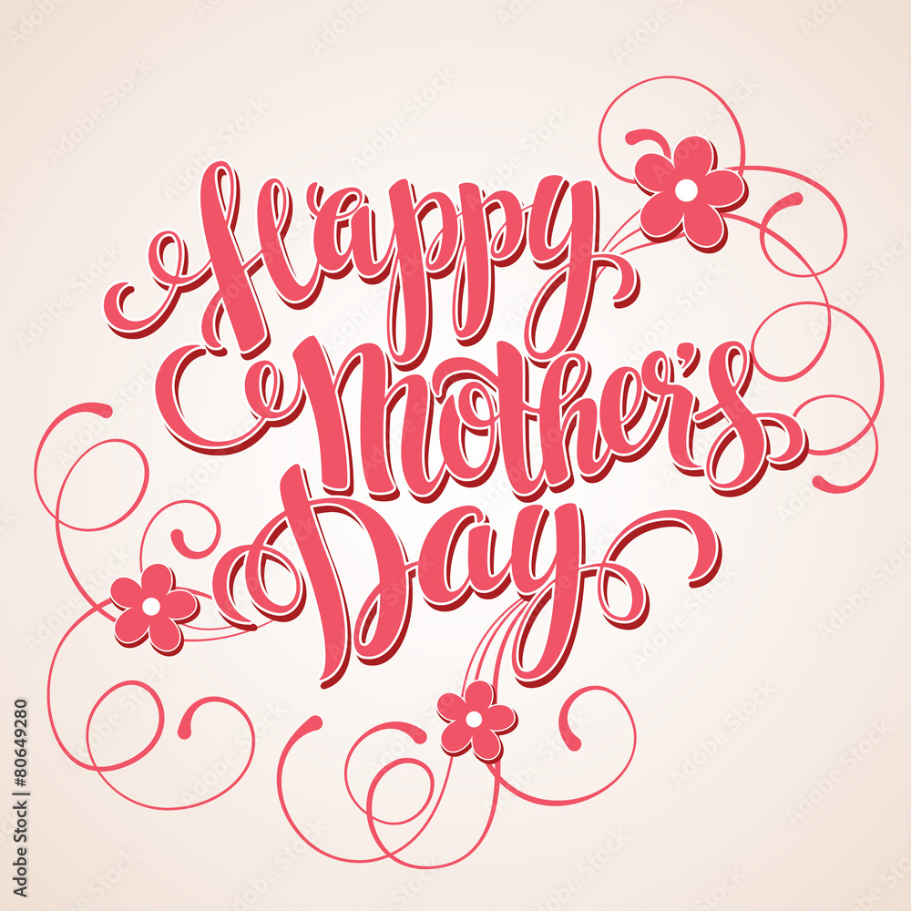 Happy mothers day Card. Calligraphic inscription. Vector