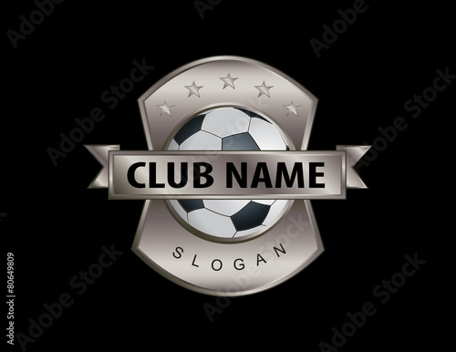 Metal shield soccer logo black background