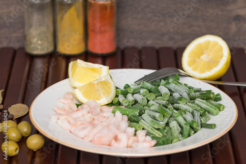 Seafood and asparagus dinner