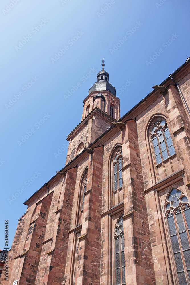 Wall and spire of Cathedral of Holy Spirit in Heidelberg