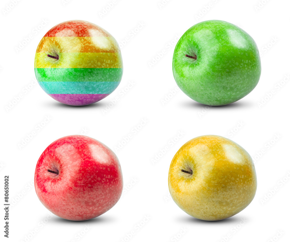 Set Collection of Fresh Green, Red, Yellow and Rainbow fruit Set Collection of Fresh Green, Red, Yellow and Rainbow fruit
