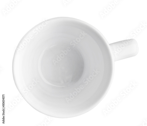 Top view of empty cup, isolated on white