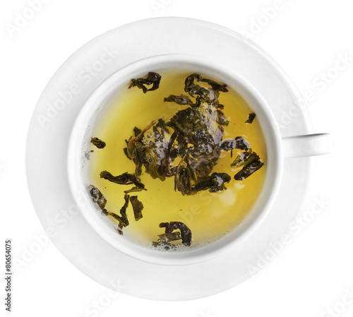 Cup of herbal tea isolate on white