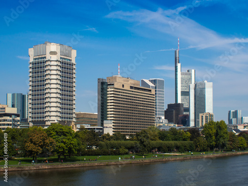 The skyline of Frankfurt  Germany  at the River Main