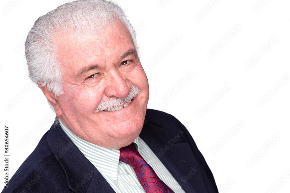 Jovial charismatic elderly grey-haired man Jovial charismatic elderly grey-haired man