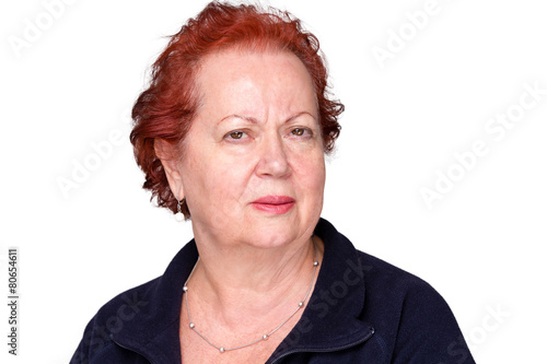 Fototapeta Perplexed senior lady with a puzzled frown