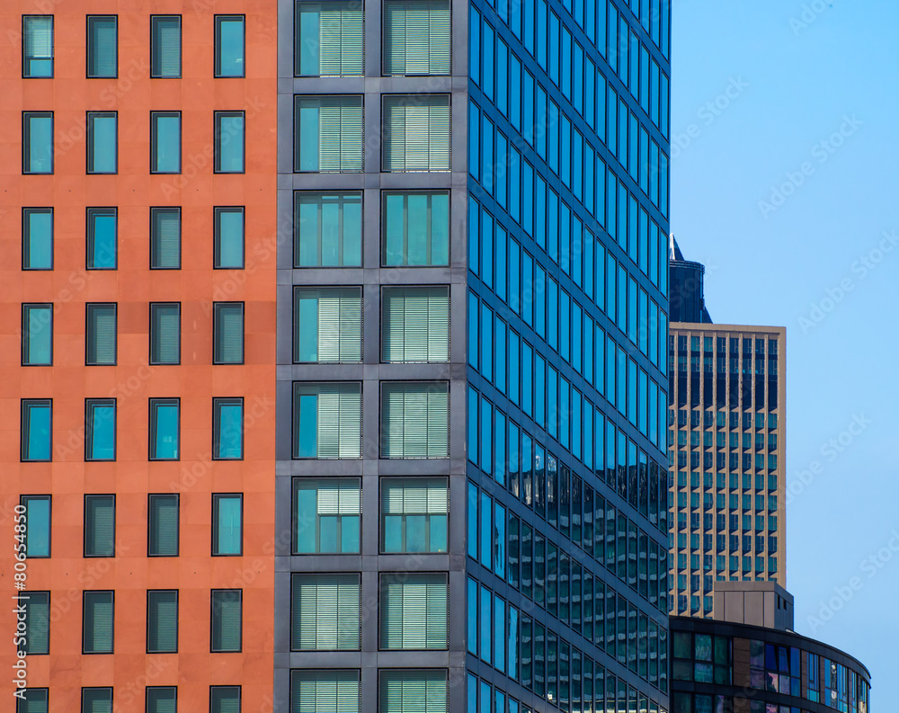 Facades of skyscrapers in the center of Frankfurt, Germany Facades of skyscrapers in the center of Frankfurt, Germany
