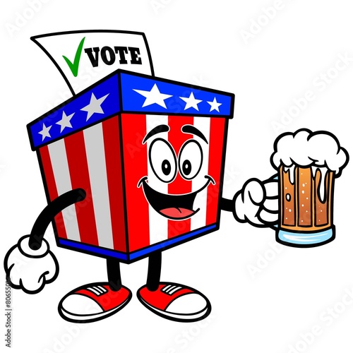Ballot Box Mascot with Beer