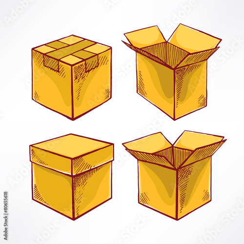 Set with four hand-drawn boxes