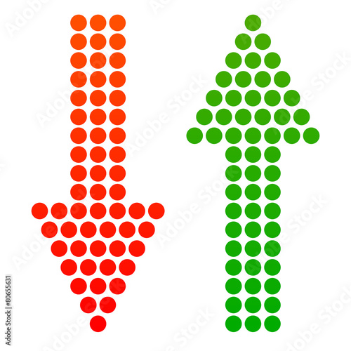 Down and up arrows made from dots