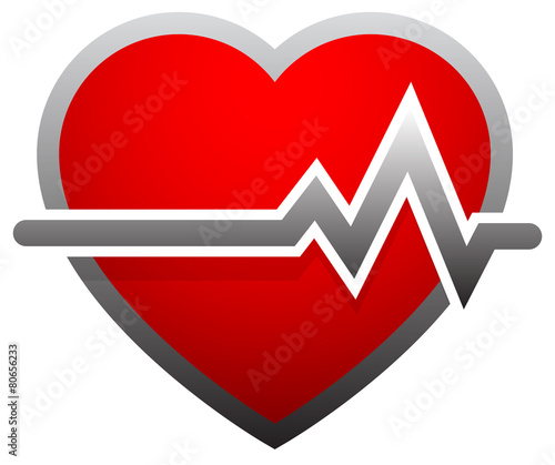 Heart with heartbeat, heart rate. ECG, EKG, electrocardiogram, c