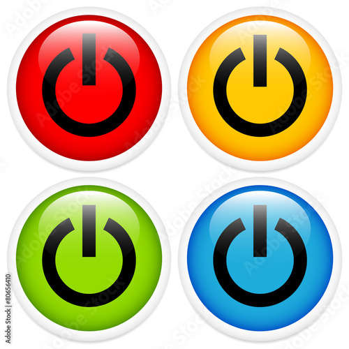 Glossy power button icon set