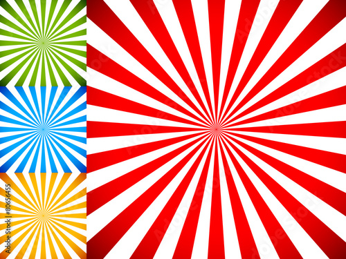 Rays or starburst backgrounds.