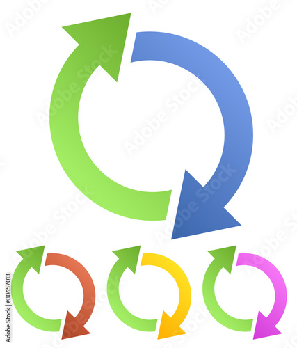 Canvas Print Circular, looped, rotating arrows for spin, twist, rotation, exc