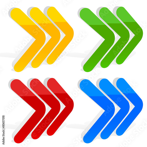 3d Triple right arrows pointing rightwards