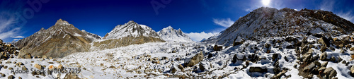 panorama of Gangotri glacier with Bhagirathi peaks in Garhwal photo