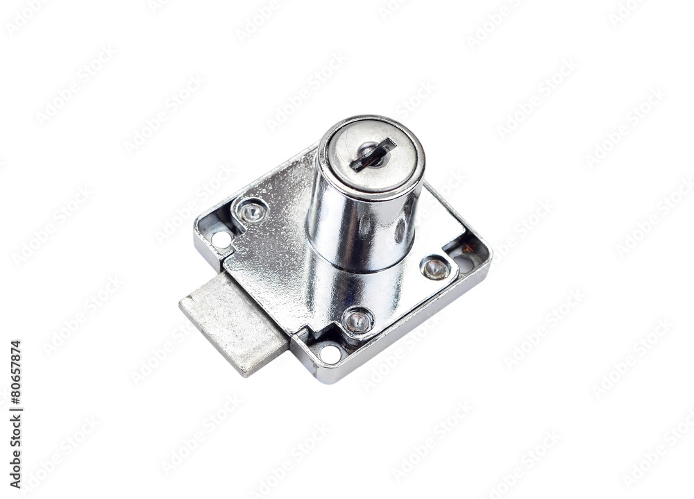 Small furniture lock, isolated on white background Small furniture lock, isolated on white background