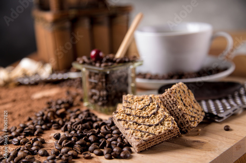 It's coffee break, natural concept with organic food