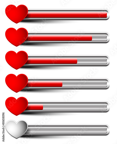 Rating elements with hearts - Liking, satisfaction, grading, dis photo