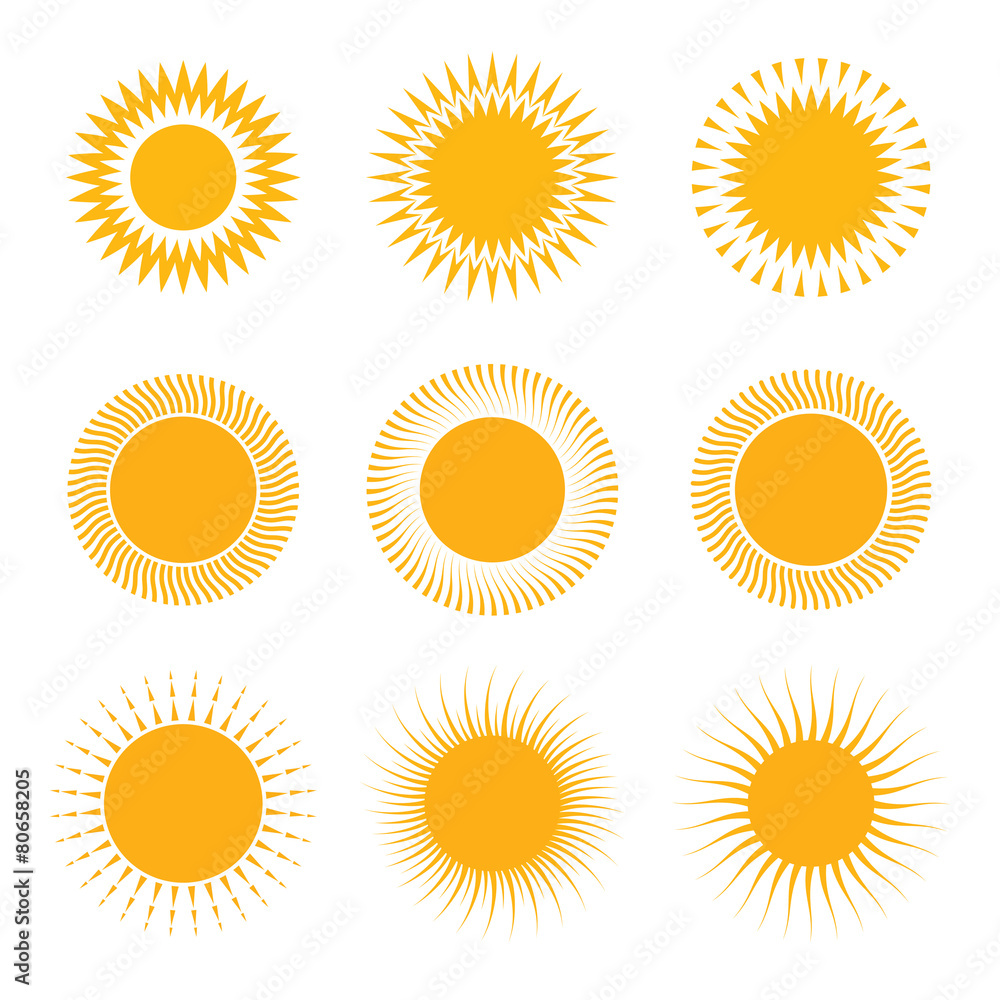 Set of vector symbol of sun Set of vector symbol of sun
