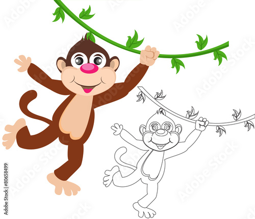 Cheerful monkey. Cartoon