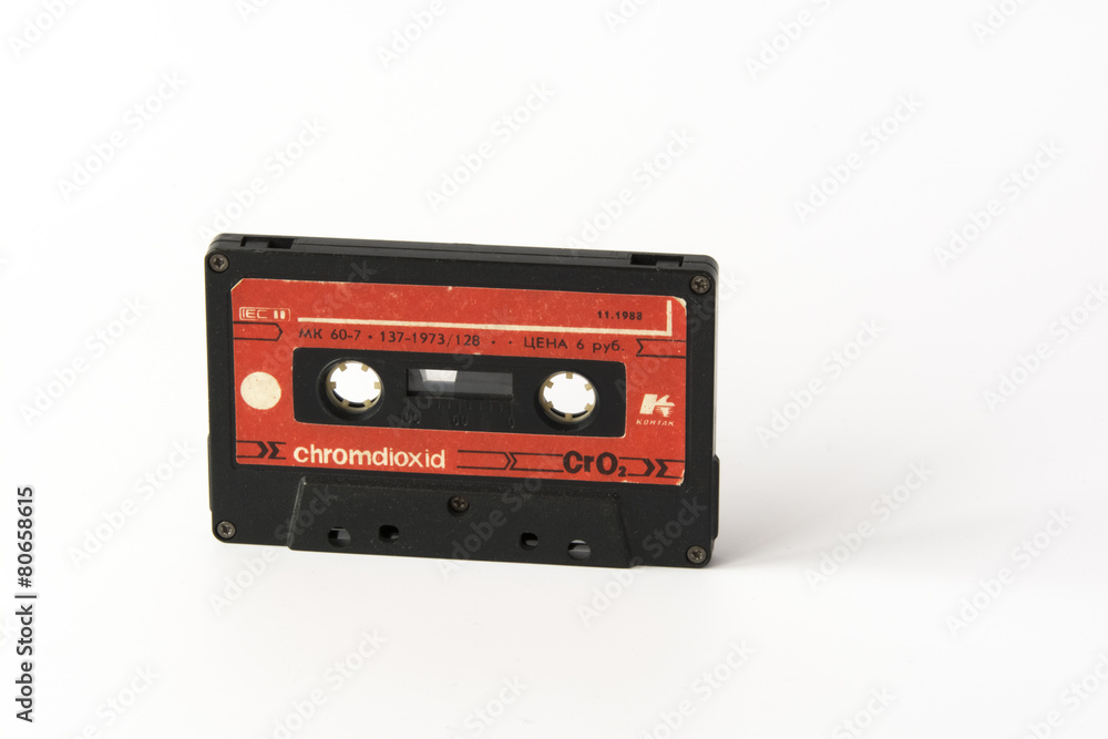 Fototapeta premium Old USSR cassete tape isolated