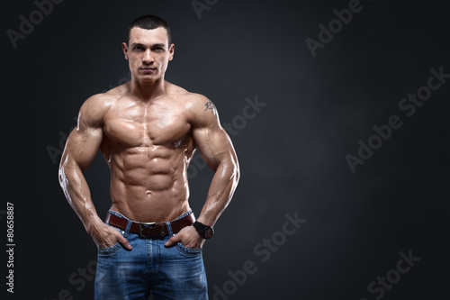 Sexy muscular man isolated with clipping path