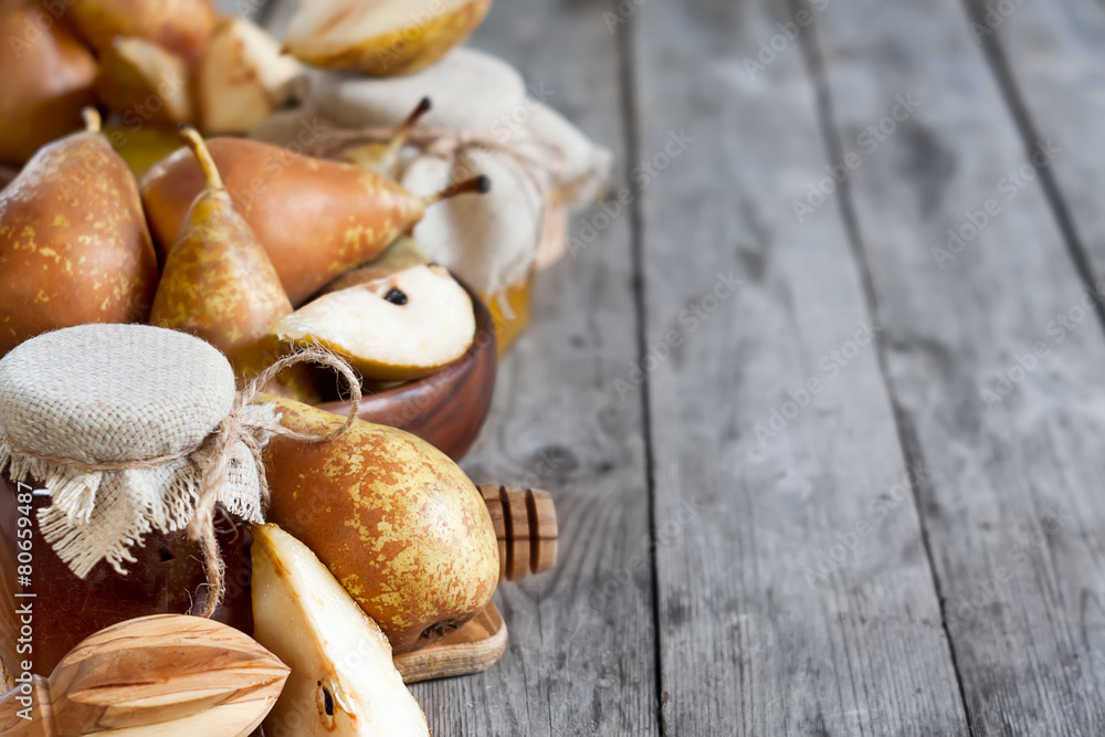 Pears and honey background Pears and honey background