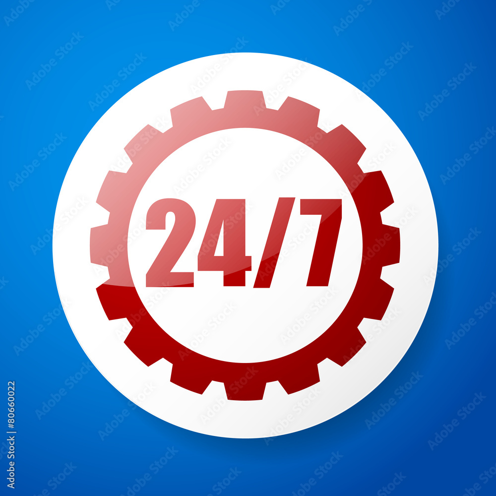 24/7 badge for repair or manufacturing concepts.