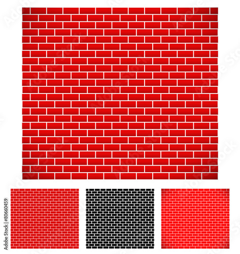 Brickwalls. Shaded, contour and version without gradient photo