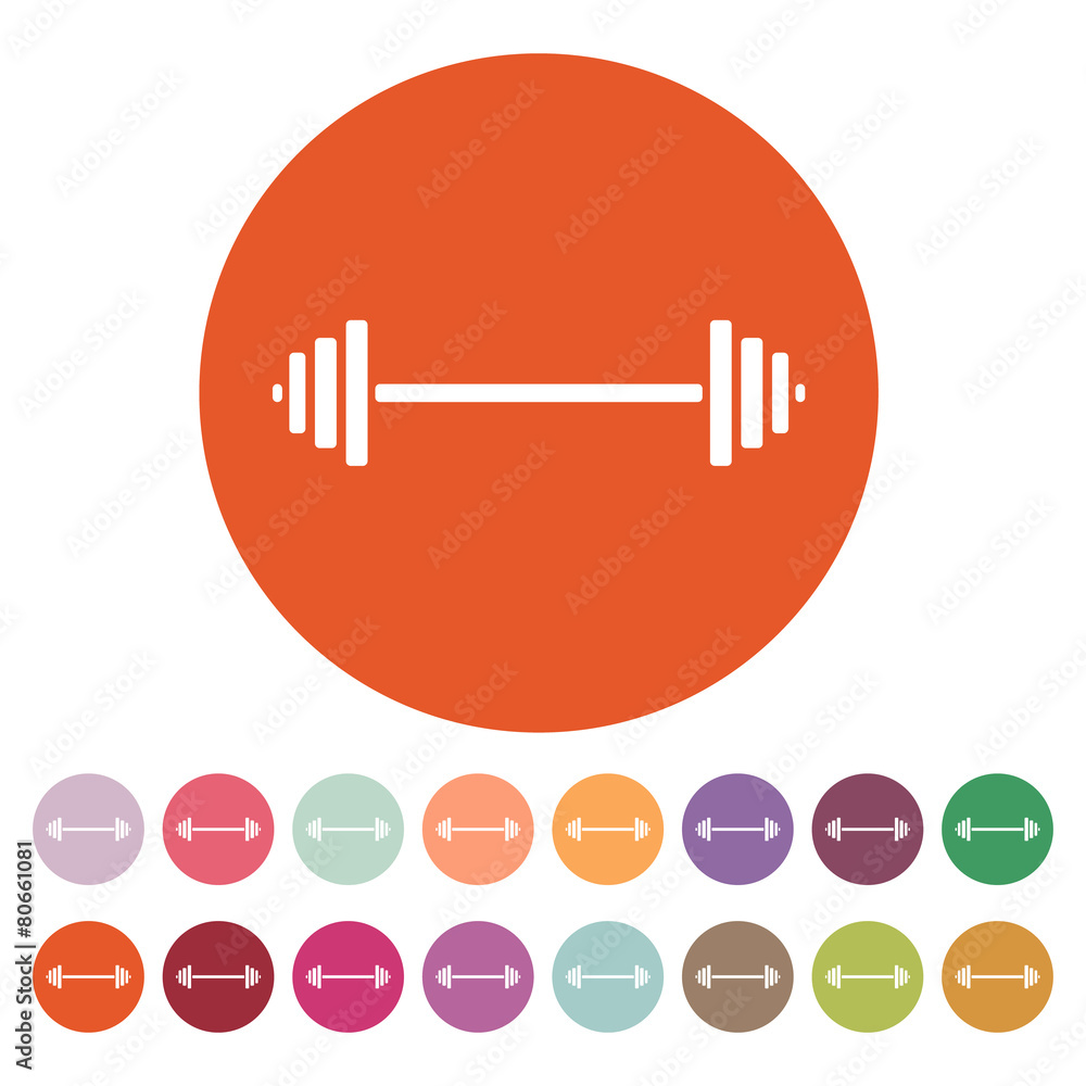 The dumbbell icon. Bodybuilding symbol. Flat The dumbbell icon. Bodybuilding symbol. Flat