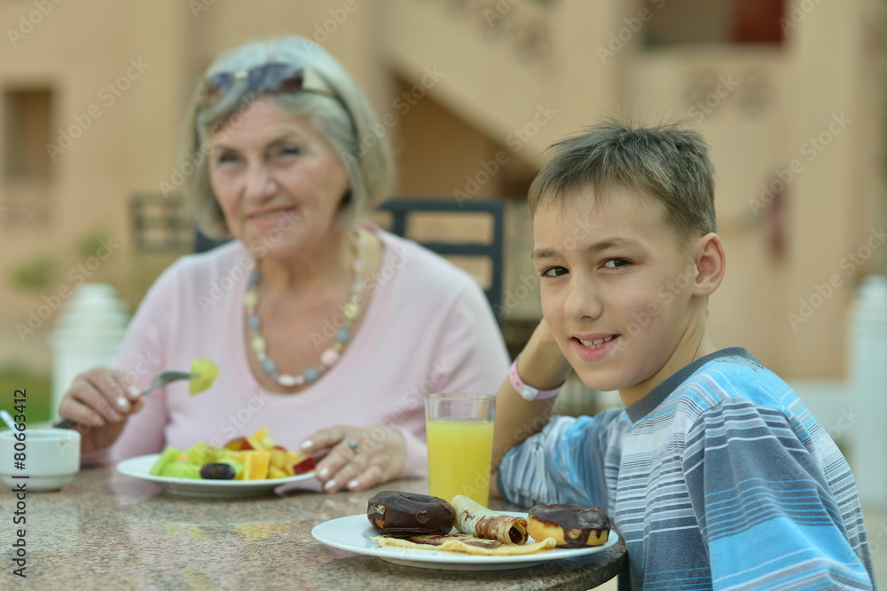 Grandmother with grandson Grandmother with grandson