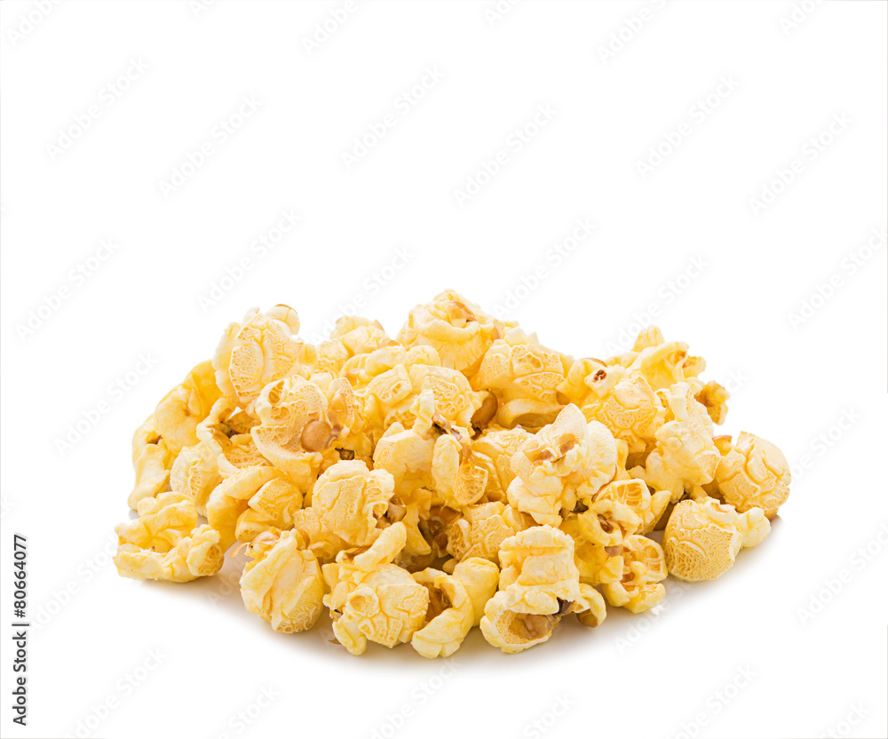 Caramel Popcorn isolated on white background Caramel Popcorn isolated on white background