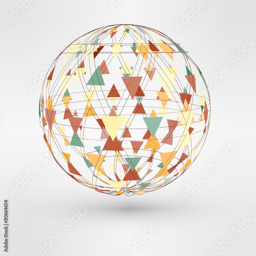 Vector illustration of 3d globe with triangular faces