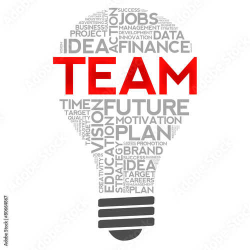 TEAM word cloud bulb, business concept