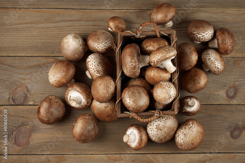 Brown cap mushrooms in basket