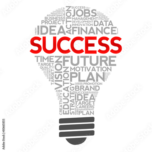 SUCCESS bulb word cloud, business concept