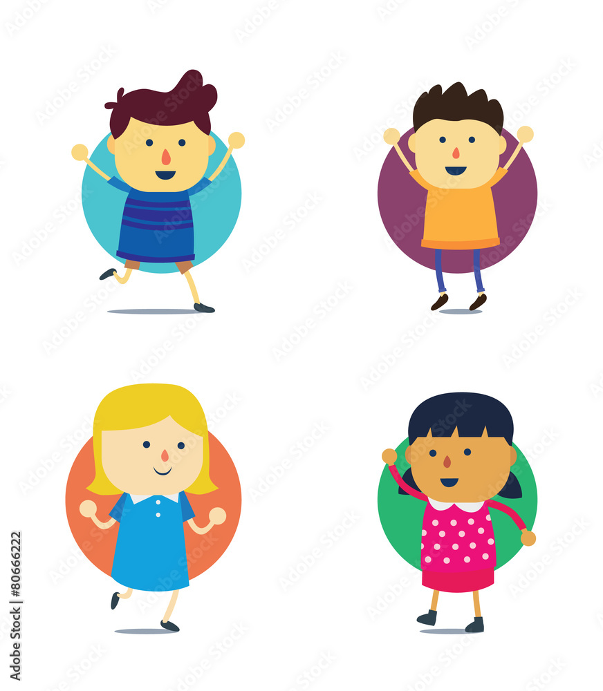 International kids cartoon boy and girl International kids cartoon boy and girl