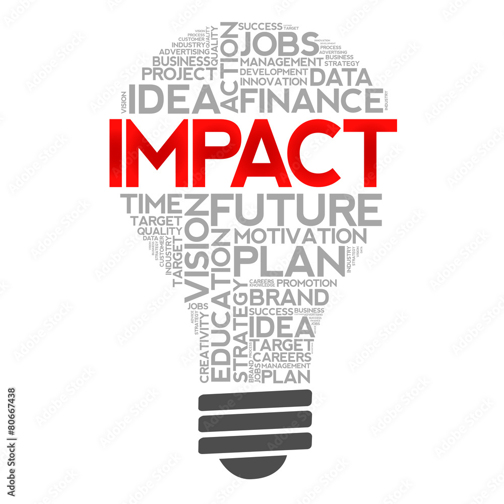 IMPACT bulb word cloud, business concept IMPACT bulb word cloud, business concept