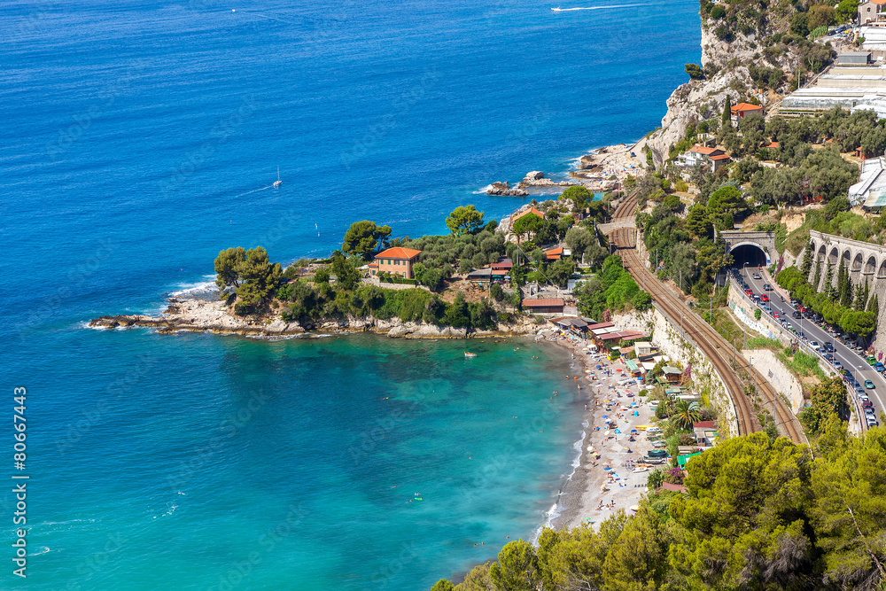 Small bay and beach on French Riviera.