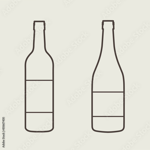 wine bottle sign set. Bottle icon.