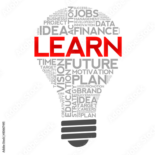 LEARN bulb word cloud, business concept