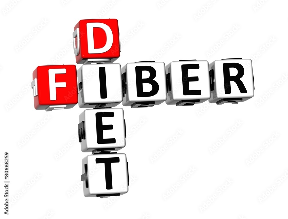 3D Crossword Fiber Diet on white background 3D Crossword Fiber Diet on white background