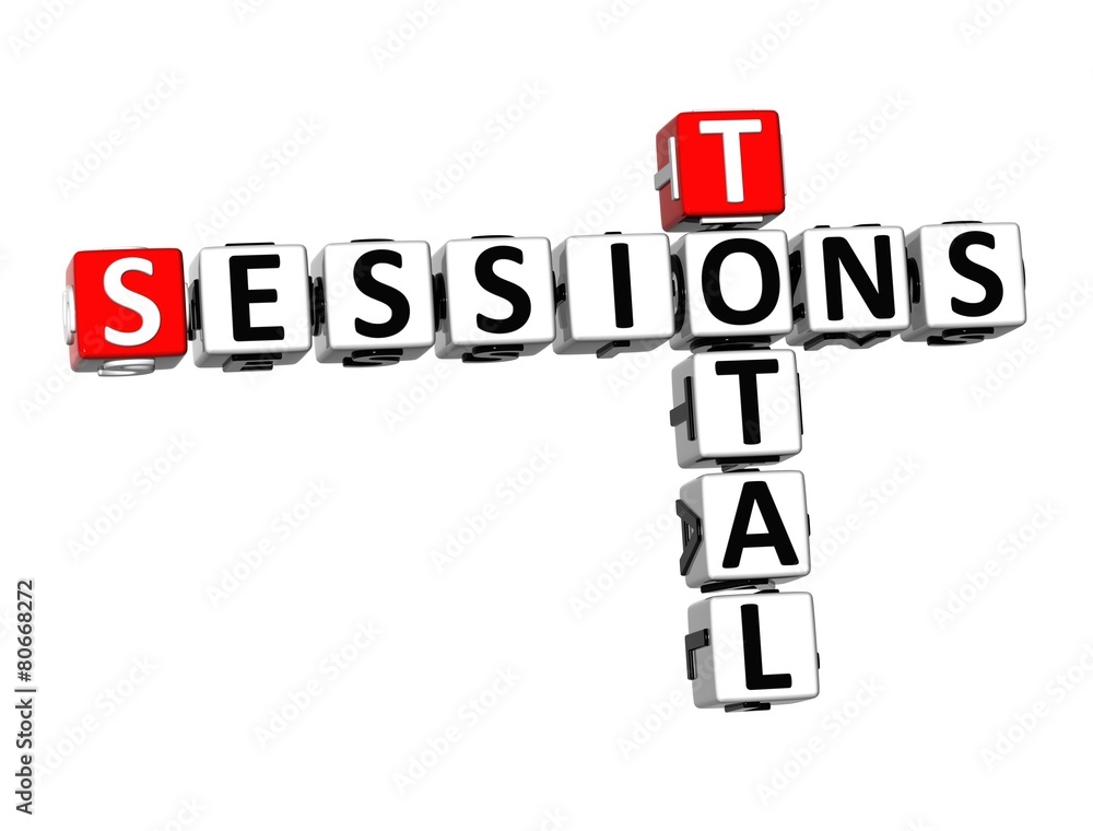3D Crossword Total Sessions on white background 3D Crossword Total Sessions on white background