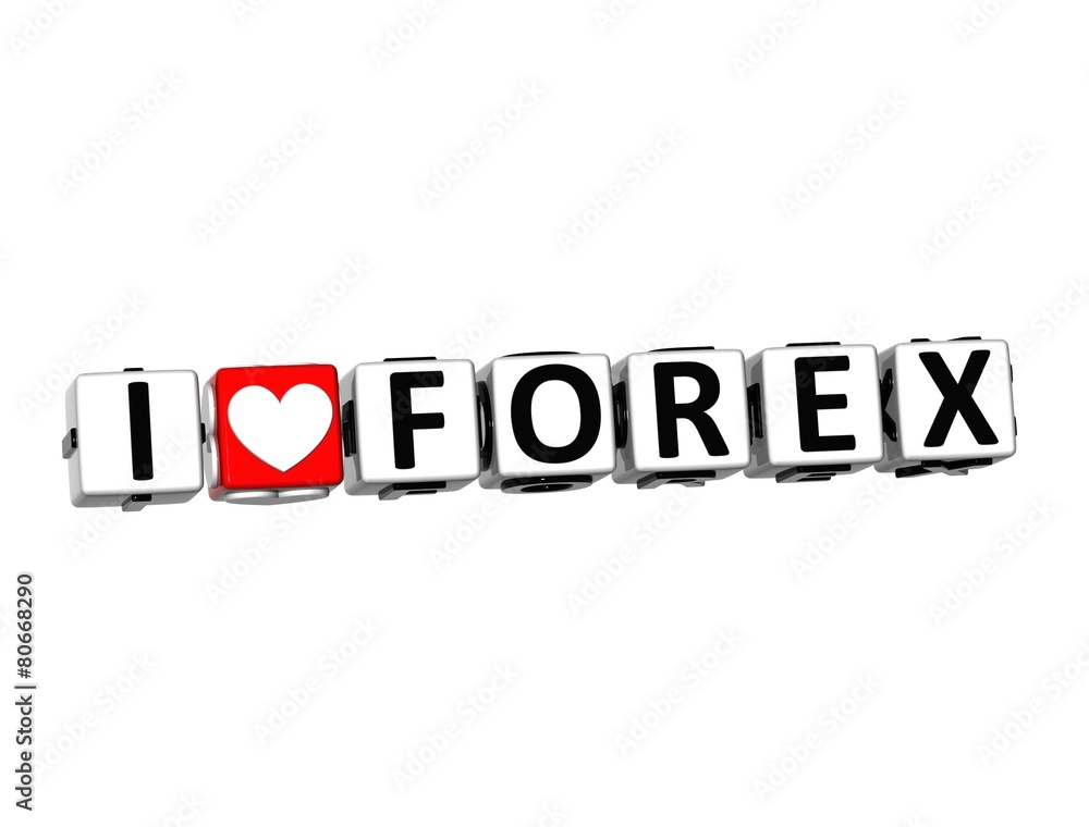 3D Crossword I love Forex on white background 3D Crossword I love Forex on white background