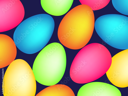 Happy easter pattern with eggs. Vector illustration in neon